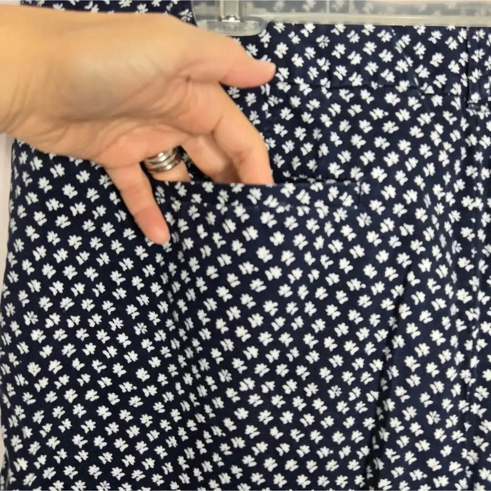 LOFT Womens 6in Short Navy Blue and White Floral Shorts Size 16